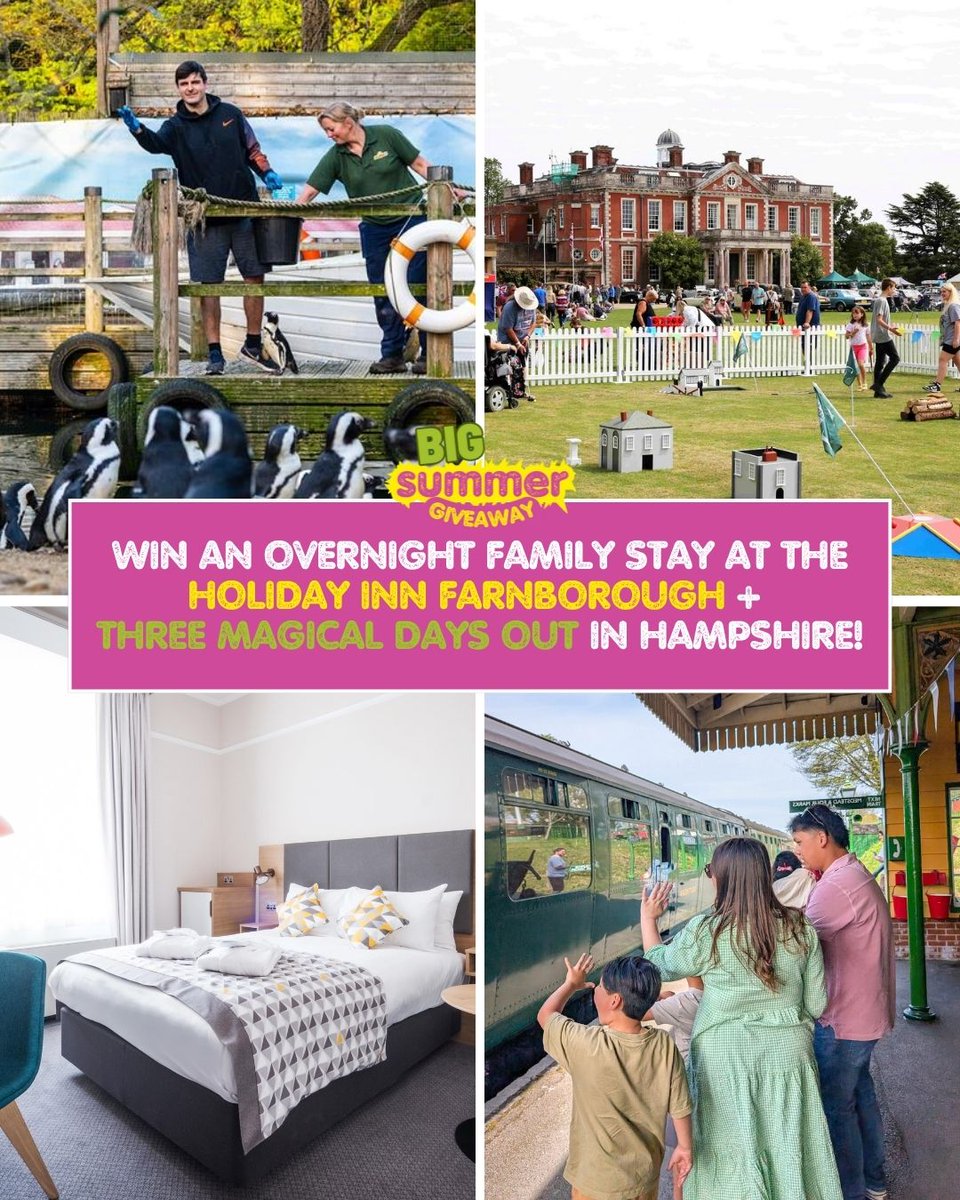 GIVEAWAY TIME! 🤩

We're giving you the chance to win a relaxing overnight family stay at the Holiday Inn Farnborough &amp; a family ticket to discover Birdworld, The Watercress Line and one day at Stansted Park's Summer Festival!

👉 ENTER on our pinned post: instagram.com/hantstopdaysou…