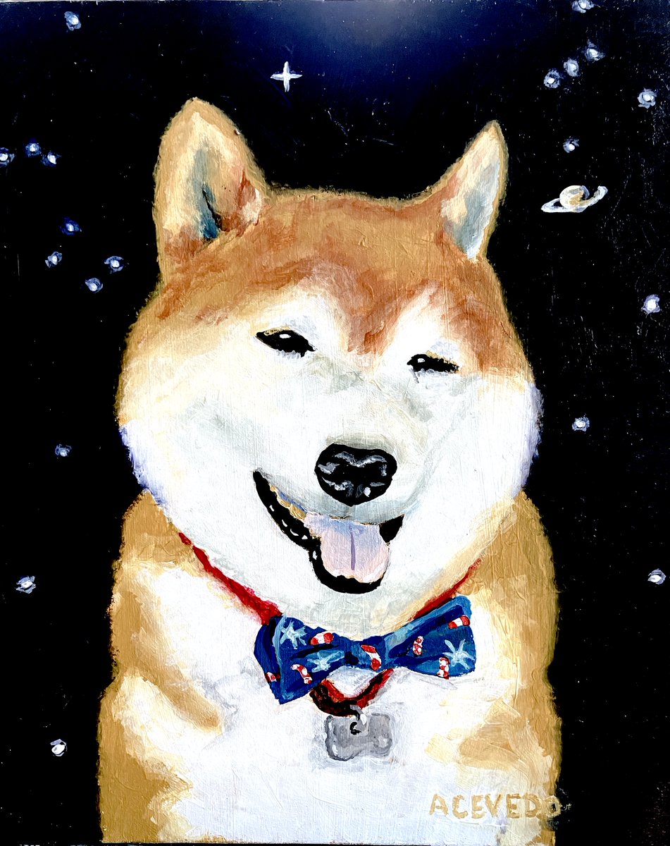 My signature Dogmata Unleashed painting. In memory of my best friend for 14 years. "Scout Waiting For Me In The Cosmos" 10"x 8" acrylic on board facebook.com/groups/6143122…