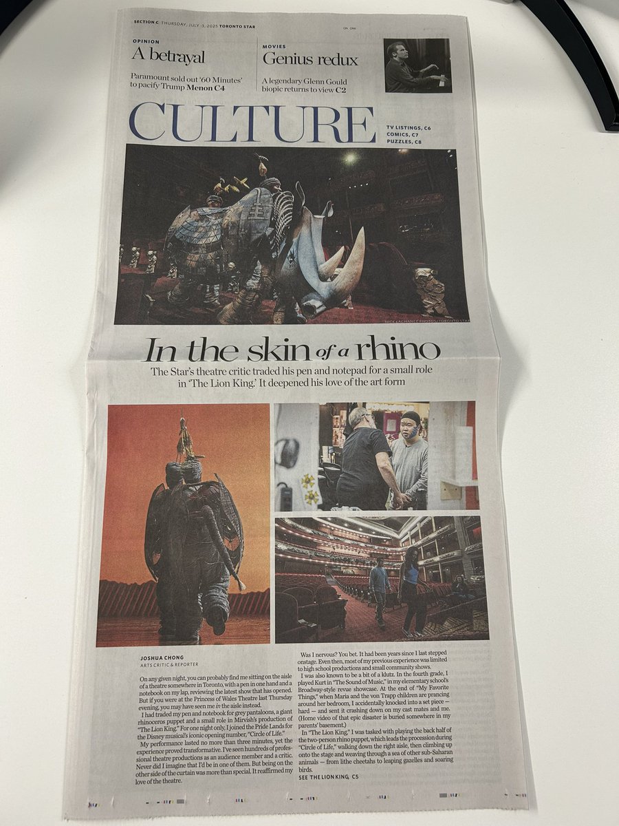 Joshua Chong (@joshualdwchong) on Twitter photo Wrote about my experience being in The Lion King last week for <a href="/TorontoStar/">Toronto Star</a>
thestar.com/entertainment/… Wrote about my experience being in The Lion King last week for <a href="/TorontoStar/">Toronto Star</a>
thestar.com/entertainment/…