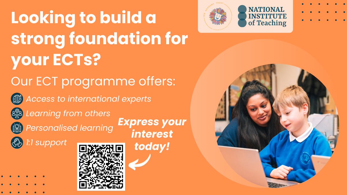 LEOtraining5's tweet image. 🤝 Ready to build a strong foundation for your ECTs?
🤩 Our @NatInstTeaching & @LEOacademies ECT programme empowers new teachers with expert guidance, peer collaboration & 1:1 personalised support.
💻 Register today with @LEOacademies:
niot.org.uk/form/ecf?progr…
#WeAreLEO 🦁