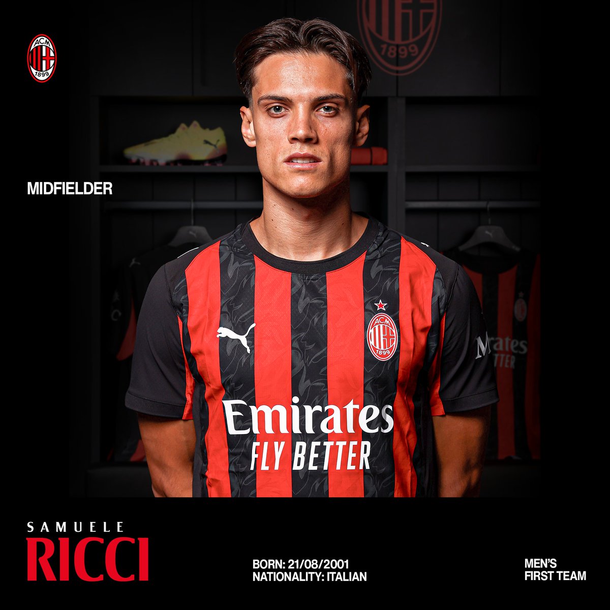 acmilan's tweet photo. A new Rossonero heartbeat 💓🇮🇹
𝑺𝒂𝒎𝒖𝒆𝒍𝒆 𝑹𝒊𝒄𝒄𝒊 is officially one of us 🤝

#WelcomeRicci #SempreMilan