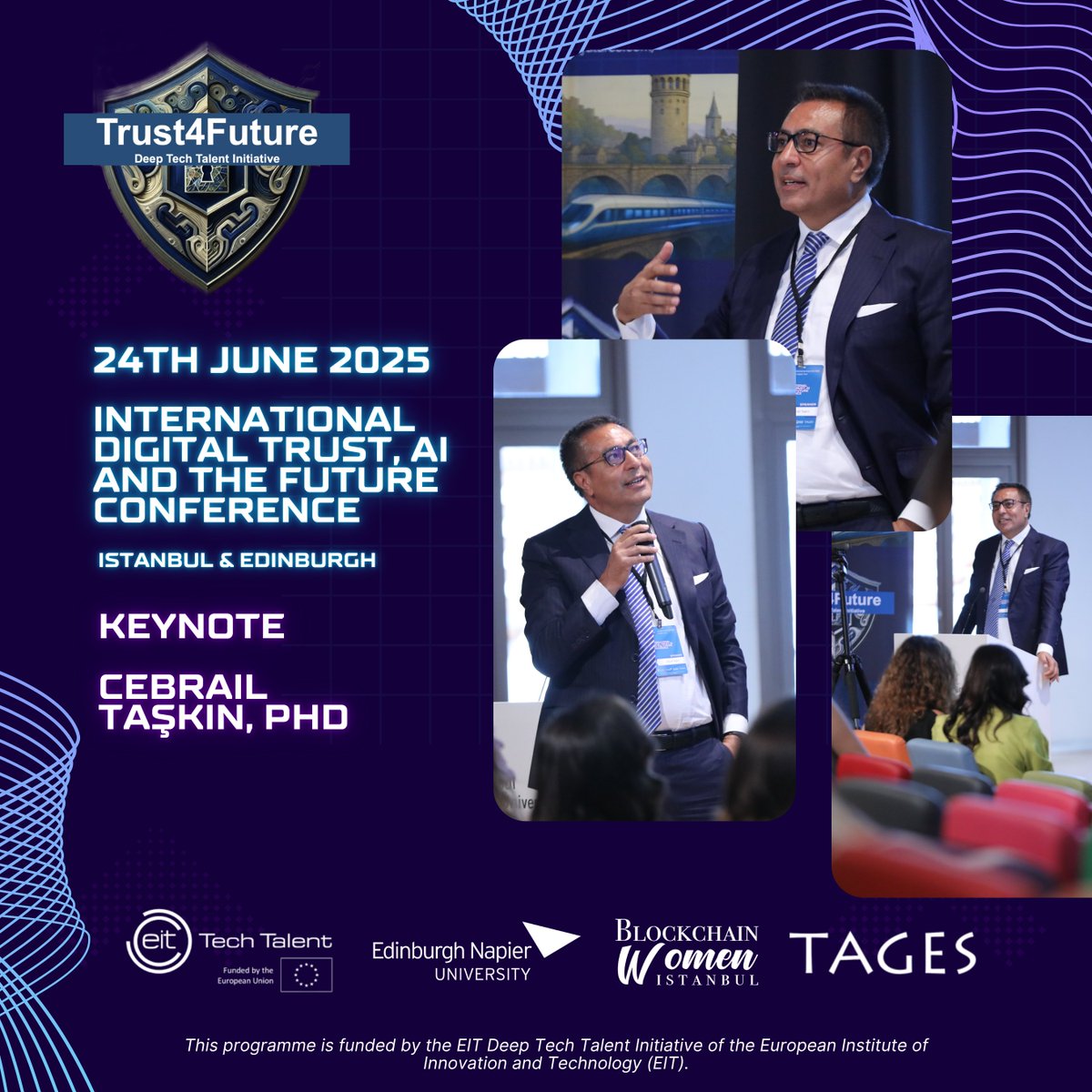 Trust4Future's tweet photo. 🕘 24 June 2025 | 10:00AM +03:00 GMT | InternatIonal DIGItal Trust, AI and the Future CONFERENCE

Heartfelt thanks to Dr. Cebrail Taşkın, MBA  for delivering an inspiring and thought-provoking keynote at the International Digital Trust, AI and the Future Conference. https://t.co/elF1wWBJS5