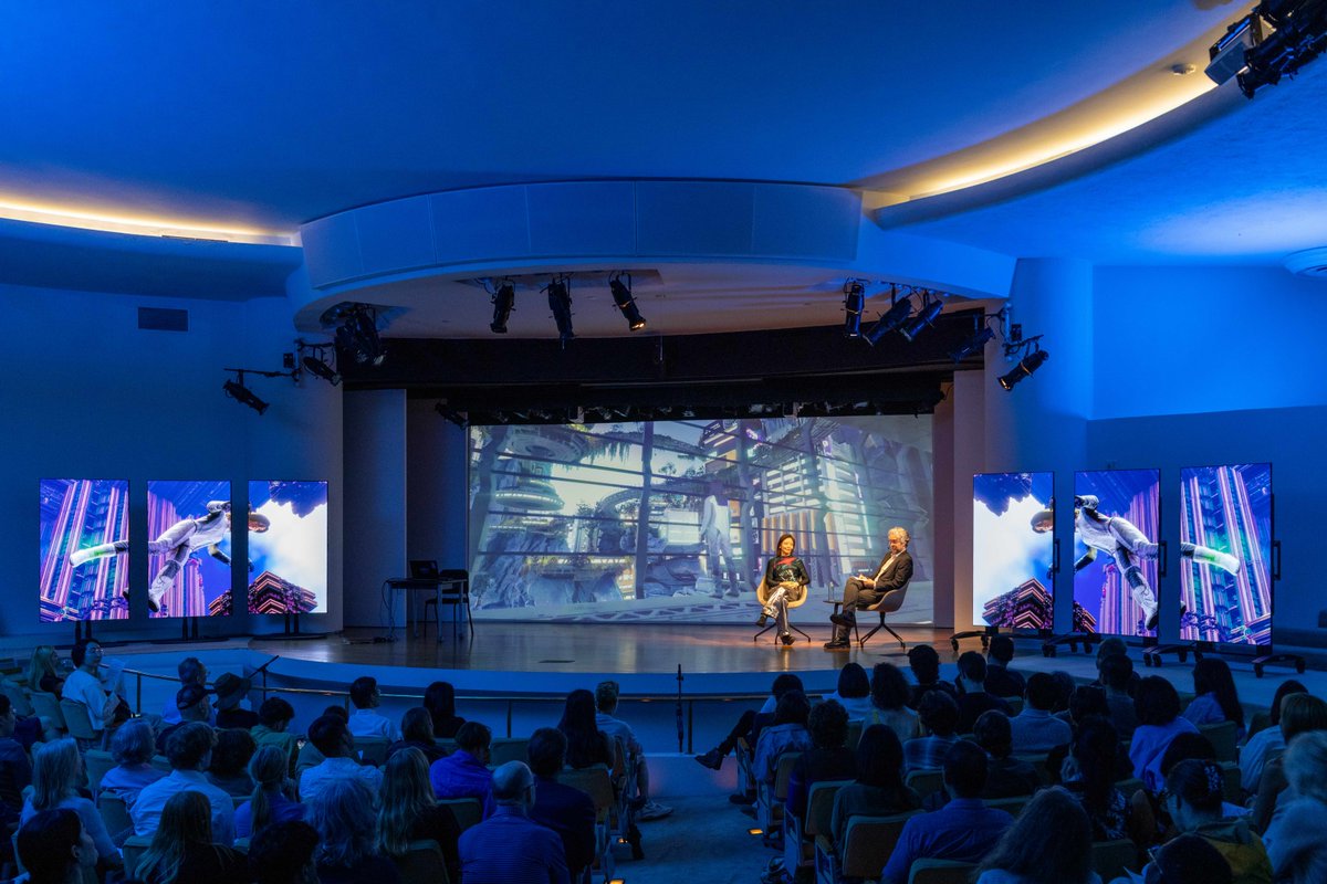 Guggenheim's tweet image. ✨ Earlier this week, the Guggenheim’s theater was transformed during The Soft Geometry of Being with Ayoung Kim, the 2025 LG Guggenheim Award recipient.
The program offered a glimpse into Kim’s evolving universe of avatars, imagined presence, and technological storytelling.…