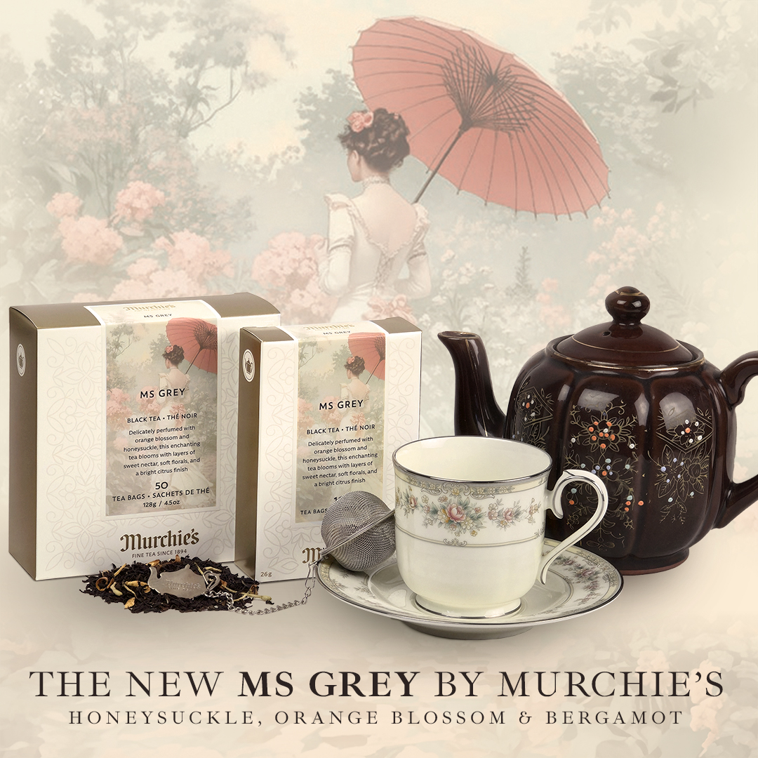 What a makeover! Ms Grey is back with a brand-new blend of honeysuckle, orange blossom &amp; bergamot; she's perfect for a fanciful cuppa. 🫖

#murchies #tea #earlgrey #floral #citrus #ladygrey #bergamot #cuppa #cuppatea