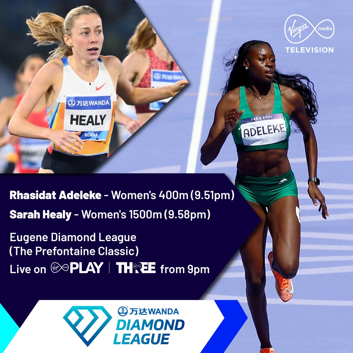 Huge night ahead in Eugene, Oregon!

Just a note that Sarah Healy's 1500m race has been moved to the headline slot at 10.50pm!

#EugeneDL | #DiamondLeague | #IrishAthletics