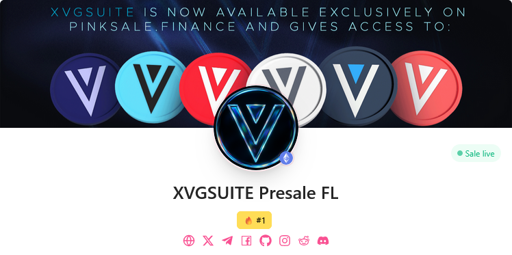 itsmwittenberg's tweet photo. The $XVGSUITE Pinksale, by the same founder as @vergecurrency  has now hit #1.

Founded $XVG in 2014. Long time Dev, Long time trusted person in Crypto.

Was the 3rd largest pinksale in Oct 2023 with $XVGETH

https://t.co/V9gzN8fqtq https://t.co/mtLkBBBe3J