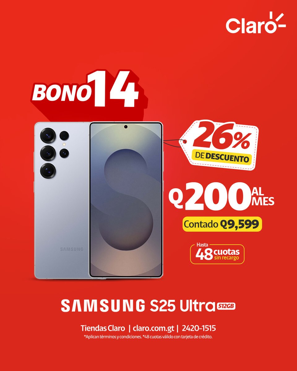 Friendly reminder:
¡Hasta 50% de descuento en los teléfonos más top que podés encontrar en Claro! 

Aprovechá tu Bono 14 y adquirí el tuyo ya en tiendaenlinea.claro.com.gt