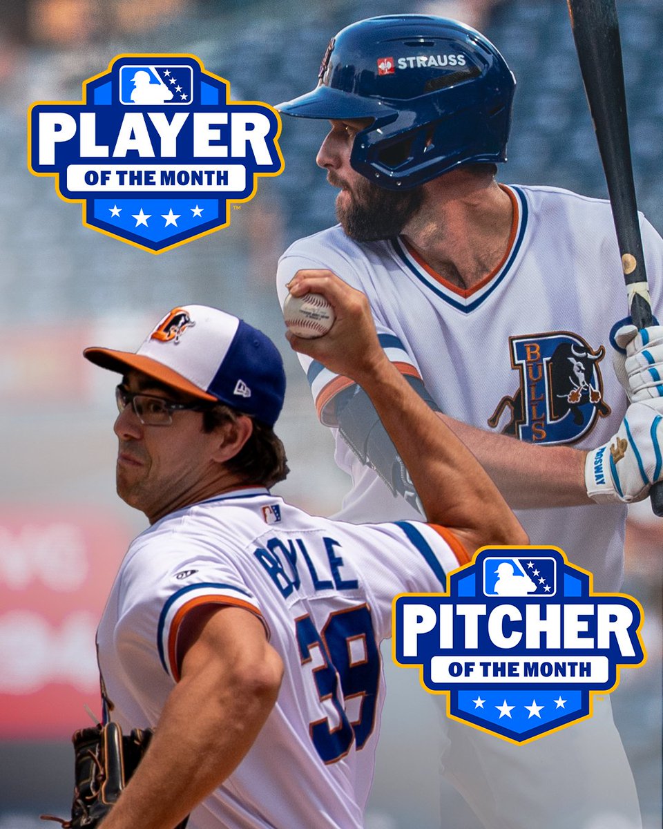 DurhamBulls's tweet photo. Congrats to Tristan Peters &amp; Joe Boyle on being named the International League's Player &amp; Pitcher of the Month for June! https://t.co/Mfm64xuSga