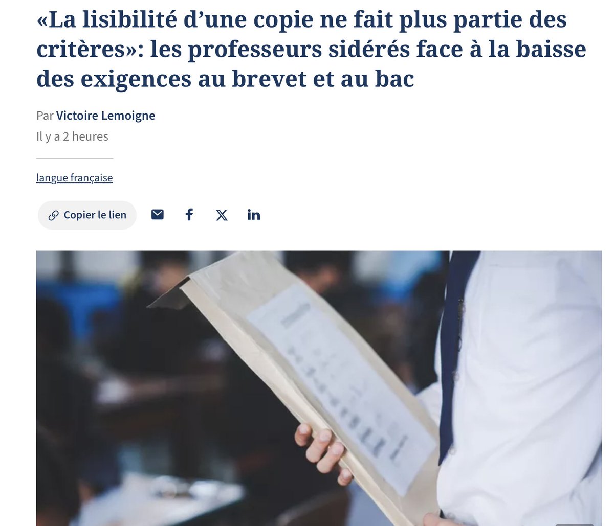 Des nouvelles des exigences de maîtrise du français au bac et au brevet? Il ne faut ni savoir lire à voix haute, ni maîtriser l'orthographe ou le lexique, ni introduire ou conclure un texte...mais on peut inventer "effroyer", preuve qu'on sait construire un verbe, ou utiliser