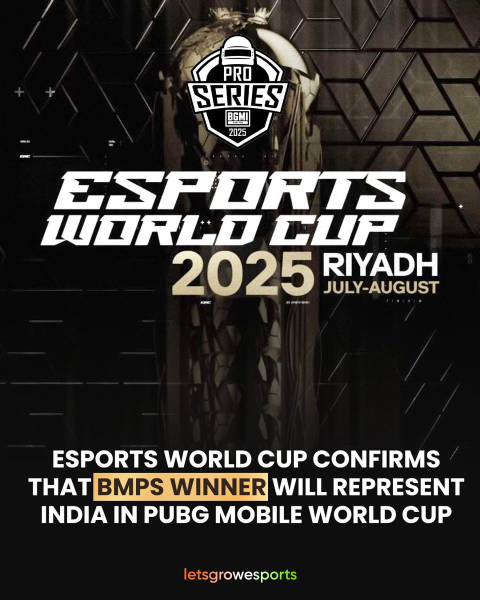 letsgrowesports's tweet photo. Esports World Cup Foundation officially confirms that the #BMPS2025 winner will be representing India at PUBG Mobile World Cup
#EWC2025 https://t.co/7PYFQPl8iw