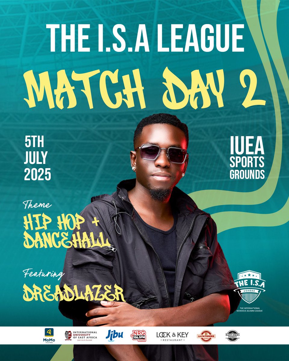 .<a href="/nrgradioug/">NRG Radio UG</a>'s very own <a href="/dreadlazerdj/">TheBeast</a> is set to ignite the weekend with Hip Hop, Dancehall, and non-stop hits on Match Day 2! IUEA Sports Grounds is where it’s at this Saturday - Pull Up! 🔥🎧

#ISAL2 | #MatchDay2 | #NRGRadioUG