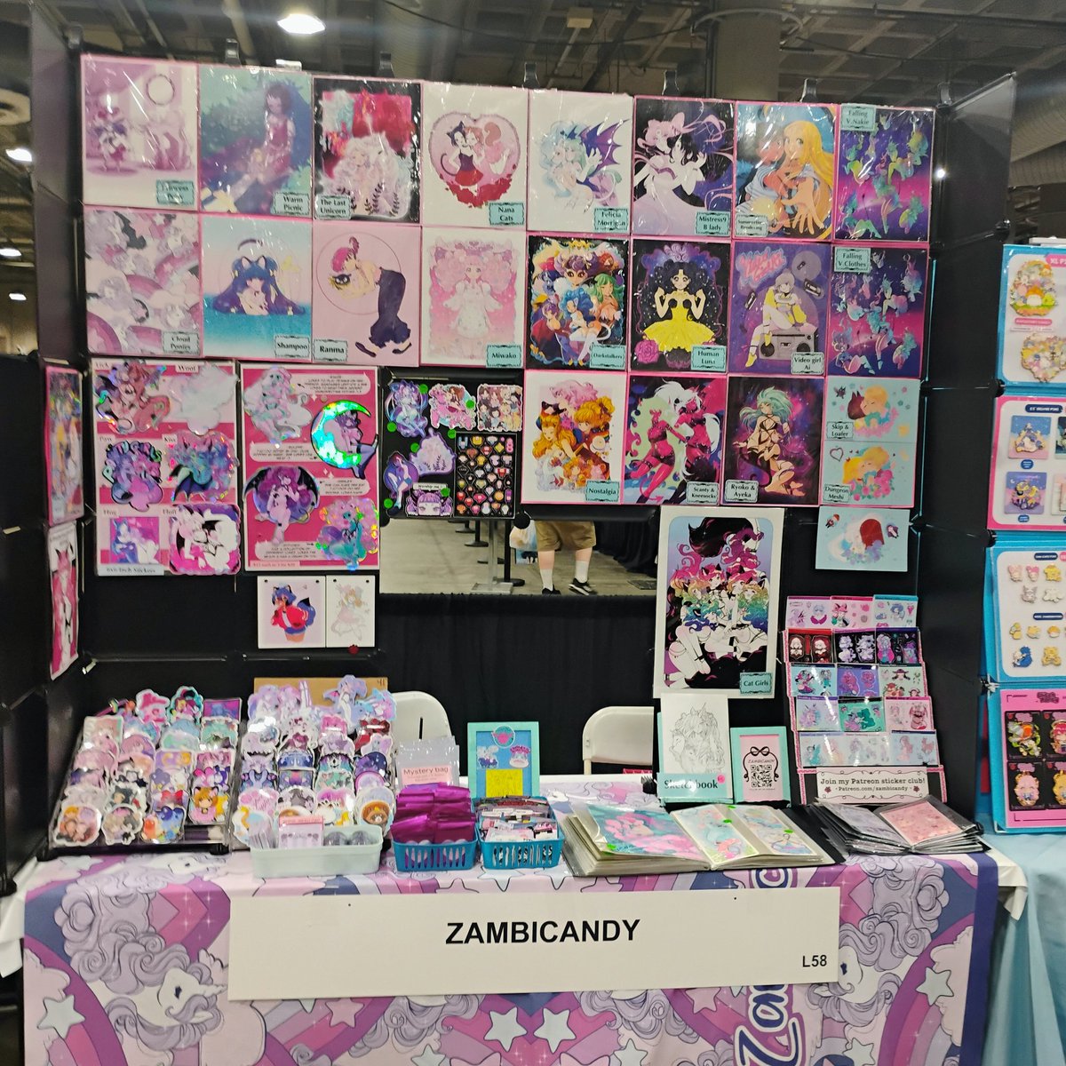 Zambicandy's tweet image. Day 1 @AnimeExpo ๐ฉท come find me in artist alley at L58 (I'm towards the back near the 18+ booth) also you might need to scooch around ppl to get to me ๐ฉท