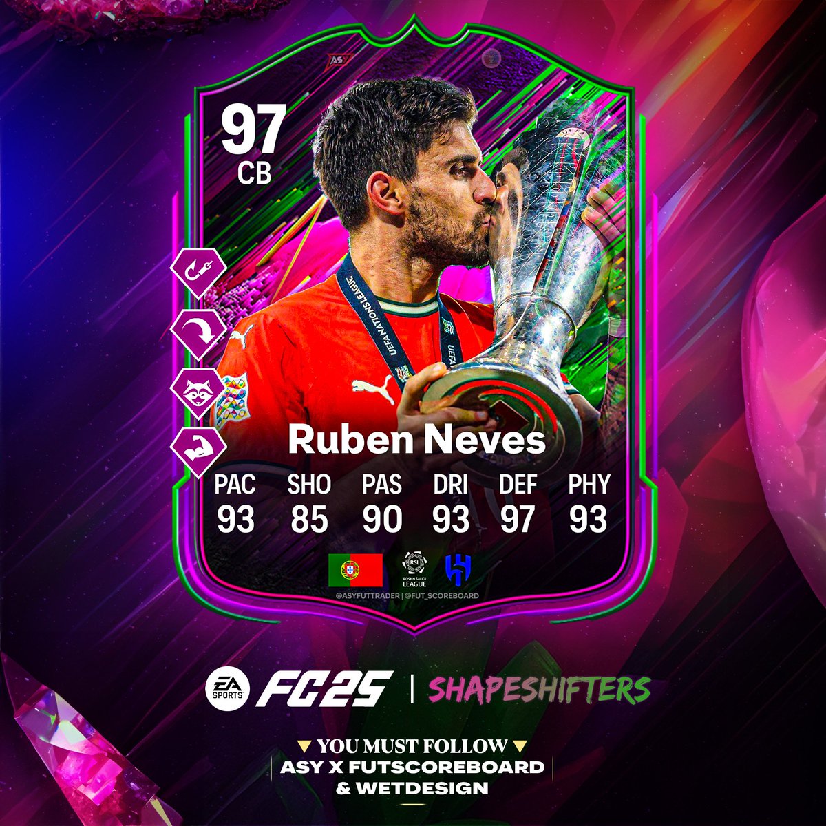 🚨 RUBEN NEVES 🇵🇹 SHAPESHIFTERS OFFICIAL CARD ✅🇵🇹❤️