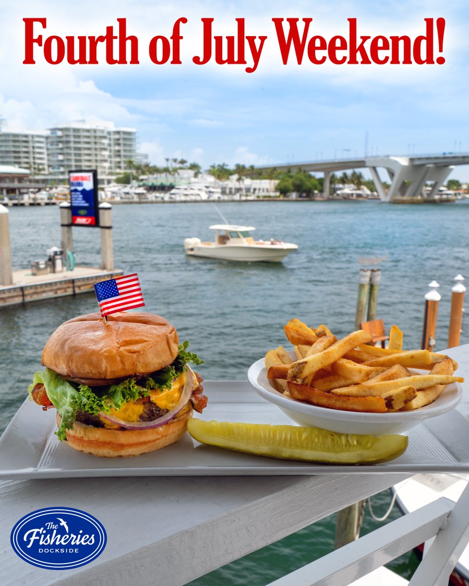 🇺🇸 Happy Fourth of July! Come join us on the waterfront at 15th Street Fisheries for patriotic fun at our dockside restaurant all weekend! We're serving lunch, dinner and drinks with a backdrop of boats on the waterway, and we hope to see you here!