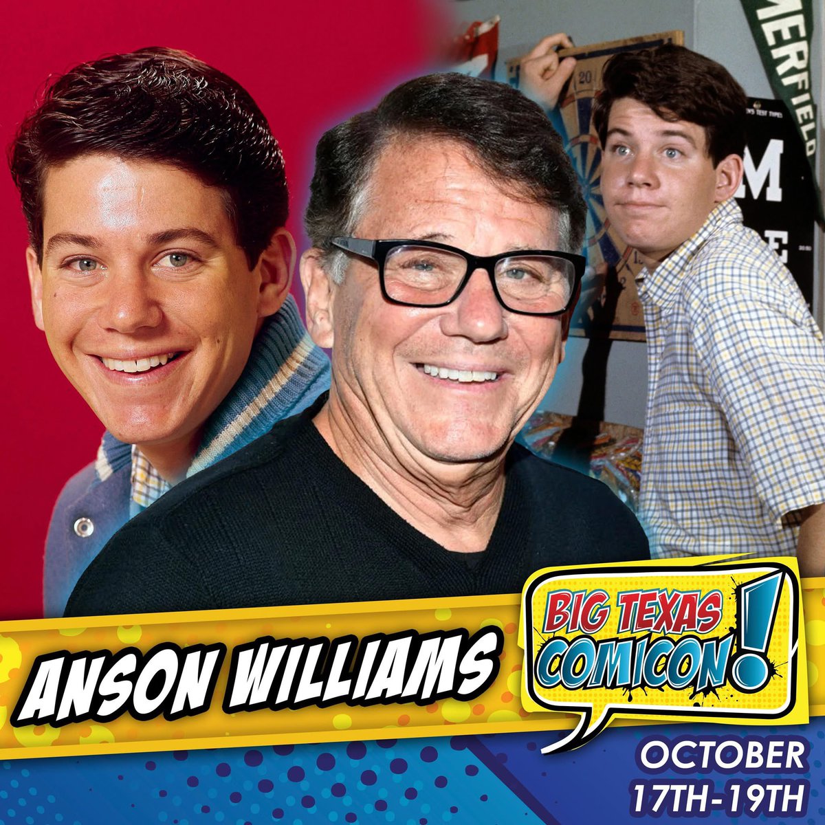 bigtexcon's tweet image. 🎉 GUEST ANNOUNCEMENT!
Anson Williams is coming to Big Texas Comicon October 17–19! 🕺📺
Best known as Potsie from the classic series Happy Days, this beloved TV icon is ready to meet YOU! 🤩
🎟️ Tickets available at bigtexascomicon.com/tickets
📸 Photo Ops: bit.ly/btcphotoops