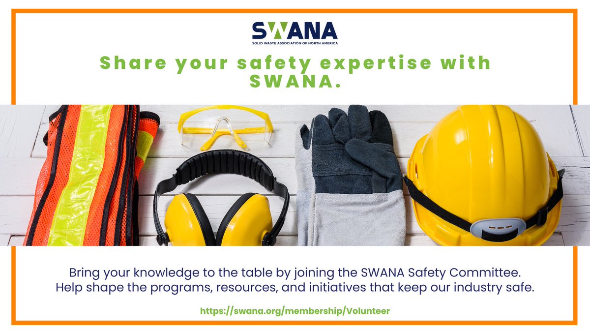 🚨 New volunteer opportunity!
🛡️The SWANA Safety Committee is seeking safety pros to help improve industry safety resources with SWANA staff &amp; ambassadors.

Apply by July 21: swana.org/membership/Vol…

#SWANA #SafetyCommittee #Volunteering