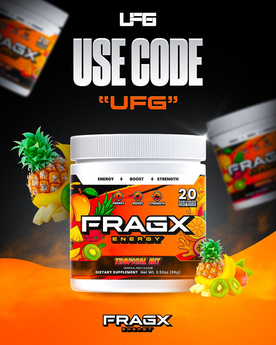 UFGllc's tweet image. We’ve officially partnered with @FRAGXEnergy as our go-to energy formula. Ready to dominate? Use code UFG for 10% off!!!