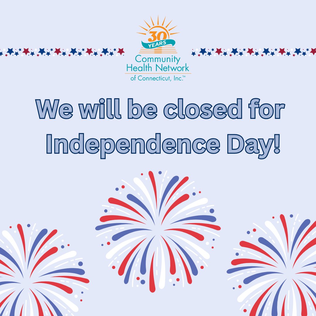 #CHNCT offices will be closed Friday, July 4th, in celebration of Independence Day. Offices will reopen Monday, July 7th. Enjoy the holiday!