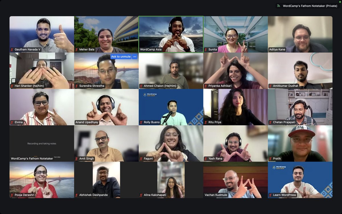 jainnidhi03's tweet image. Yay!! First Townhall meeting for @WordCampAsia 2026.
Excited to be a part of the amazing team. 🤩
#WCAsia