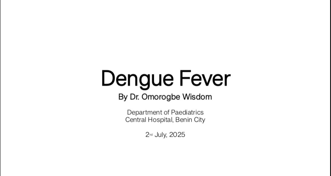 omowisdom2's tweet image. Paediatrics Seminar Presentation done and dusted, 2/4 Housejob ✅✅..... *"Dengue Fever". I got  good commendations from my consultant and trainers too 🤗🤗🤗. Central Hospital Benin.