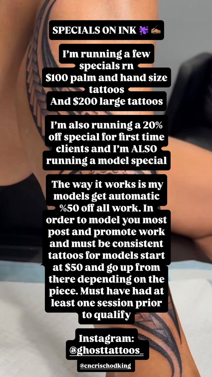 RKTheBird's tweet photo. DALLAS, TX 

Here are my tattoo specials this week 
#DallasTx #ContentCreator https://t.co/vPTa7LkMnV