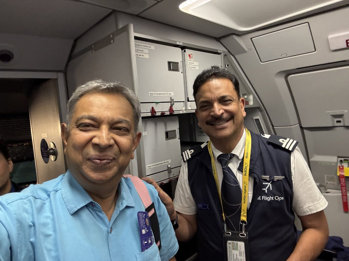 Today I had an interesting <a href="/IndiGo6E/">IndiGo</a> flight. A friend of several decades, <a href="/RajivPratapRudy/">Rajiv Pratap Rudy</a> MP was the Captain. Being an ace aviator and public leader, he shares a lot of info which interest &amp; delight his passengers. 
Thanks, Rudy, for the smooth landing and the mid-air gift!