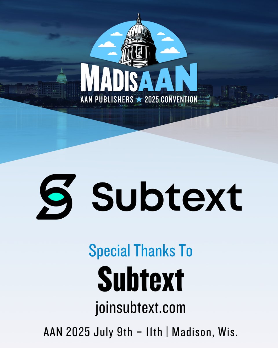 AltWeeklies's tweet image. A big thank you to Subtext, the SMS marketing platform connecting newsrooms, creators, & brands with their audiences through direct, human-first text messaging. We’re thrilled to use it to connect directly with attendees at #MadisAAN2025! Learn more: joinsubtext.com