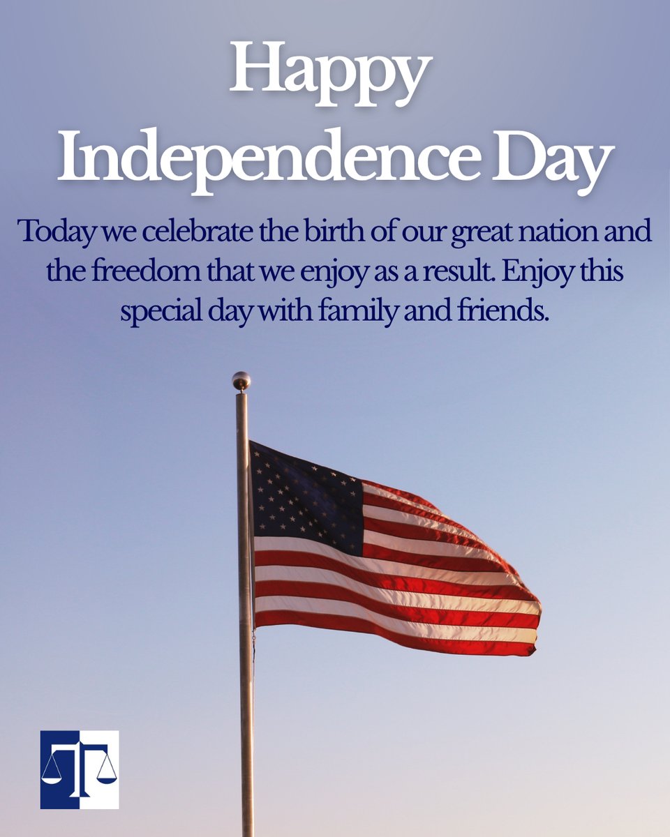 PeterTicktin's tweet image. Wishing you and your loved ones a safe and meaningful Independence Day. 🇺🇸
Today, we honor the birth of a great nation, and the freedoms we work every day to protect. From all of us at The Ticktin Law Group, happy 4th of July!
#FourthOfJuly #FreedomAndJustice #TheTicktinLawGroup