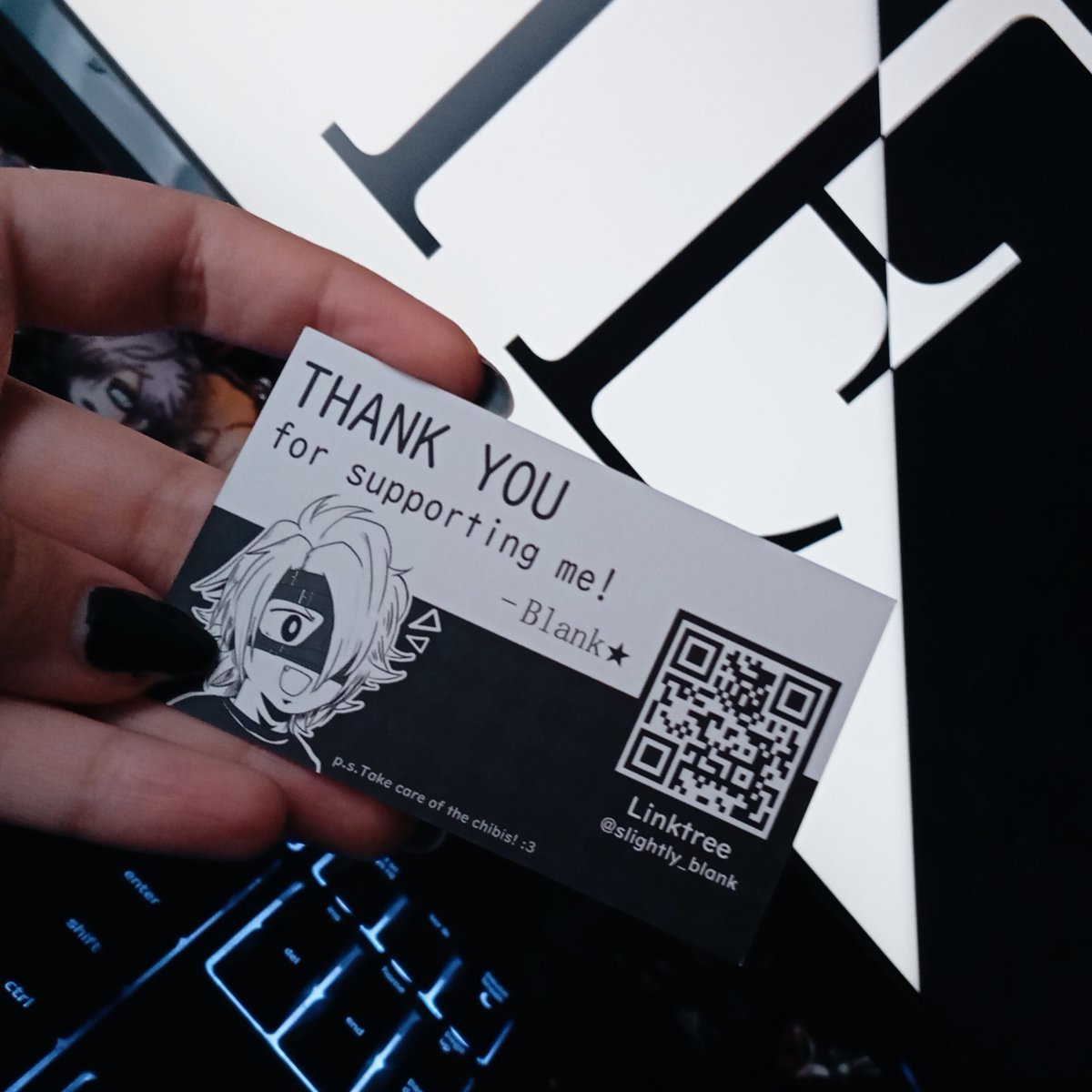 slightly_blank's tweet image. ★ Blank talk | Finally received the cards I designed :D
BLACK NOTE is the name of the shop
- name inspired by BLACK MORAL & my OC's band :3
Months ago at work, I had produced a laser-cut stamp that now goes perfectly with the card 0v0yayyy✨