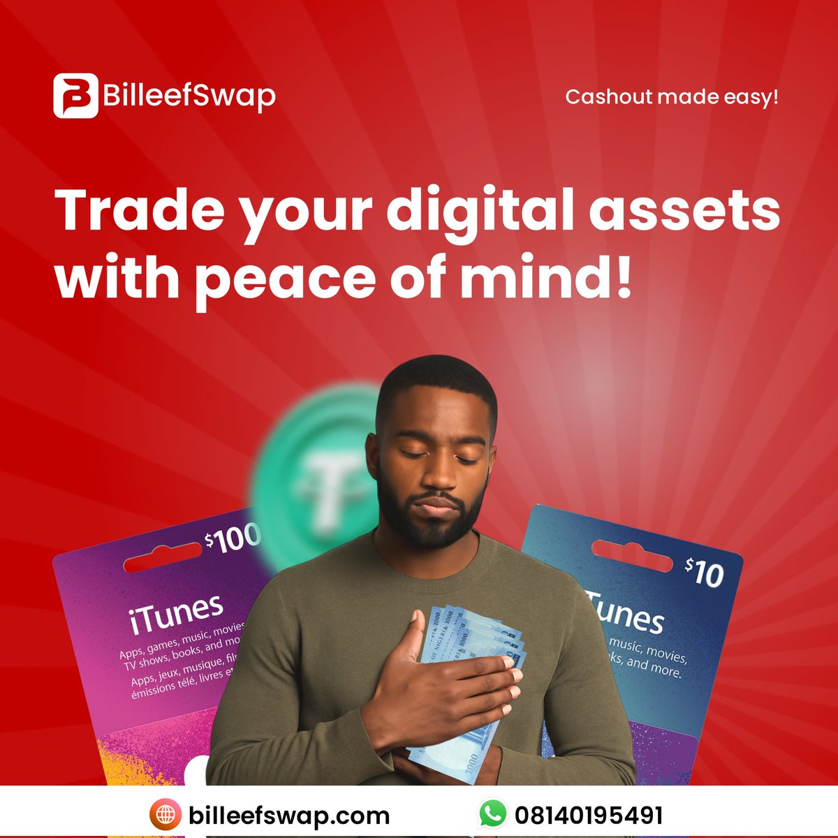 BilleefSwap's tweet photo. Trade your digital assets with peace of mind! 💸📲 No hassle, just smooth transactions. Cashout made easy with BilleefSwap. 💵✨

Visit: https://t.co/dqCLuGBuD8 | WhatsApp: 08140195491 #DigitalAssets #Cashout #Crypto #SecureTransactions #BilleefSwap https://t.co/Z1S9R8VVno