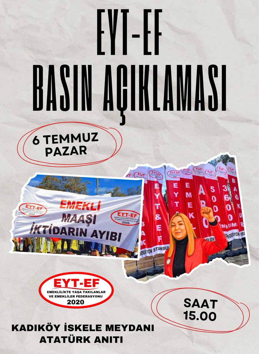 LEVENT ATACAN EYT-EF GEN.BŞK.YARD 💛💙 (@eytleventataca1) on Twitter photo Hak İçin‼️
Adalet İçin‼️
İnsanca Yaşam İçin‼️
🔥Meydanlardayız ✊️
06 Temmuz Pazar Günü
Saat:15.00 de
Kadıköy deyiz ‼️
#tüik #enflasyon #Emekli
#maaş #EYT
#EmekliyiTÜİKetenKurum
#5000KısmiyiTükettiler
<a href="/ArzuLastikci/">EYT & EF Arzu LASTİKCİ</a> <a href="/EytEmeklilerFed/">EYT VE EMEKLİLER FEDERASYONU</a>
<a href="/EYT_ED/">EYT VE EMEKLİLER DERNEĞİ</a> Hak İçin‼️
Adalet İçin‼️
İnsanca Yaşam İçin‼️
🔥Meydanlardayız ✊️
06 Temmuz Pazar Günü
Saat:15.00 de
Kadıköy deyiz ‼️
#tüik #enflasyon #Emekli
#maaş #EYT
#EmekliyiTÜİKetenKurum
#5000KısmiyiTükettiler
<a href="/ArzuLastikci/">EYT & EF Arzu LASTİKCİ</a> <a href="/EytEmeklilerFed/">EYT VE EMEKLİLER FEDERASYONU</a>
<a href="/EYT_ED/">EYT VE EMEKLİLER DERNEĞİ</a>