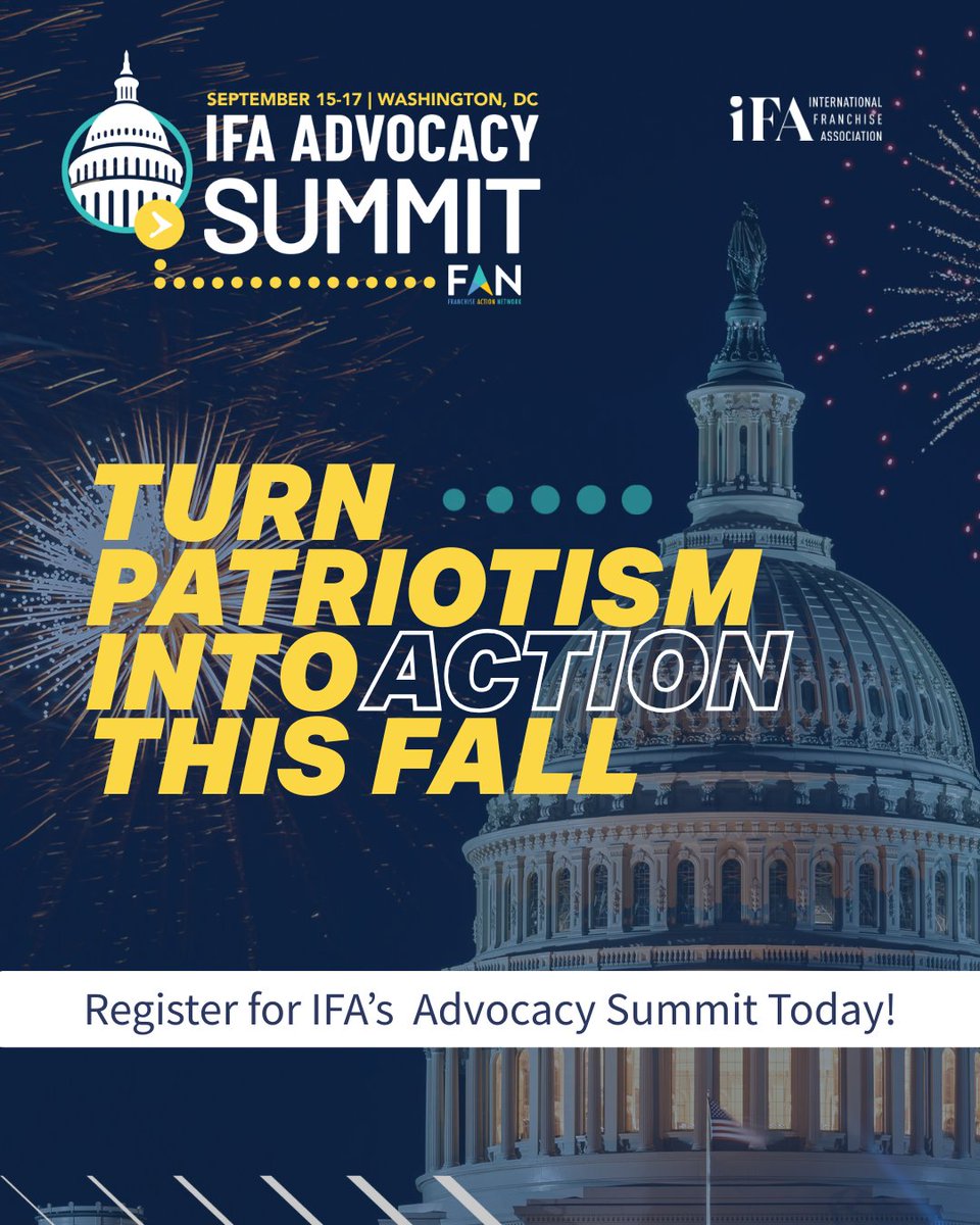 Turn Patriotism Into Action This September! As we celebrate freedom, let's honor what fuels franchising: unity and a shared voice. Join us in DC (Sept. 15-17) 🏛️ When we speak as one—lawmakers listen. Use your collective P.O.W.E.R.: Progress | Opportunity | Working Together |