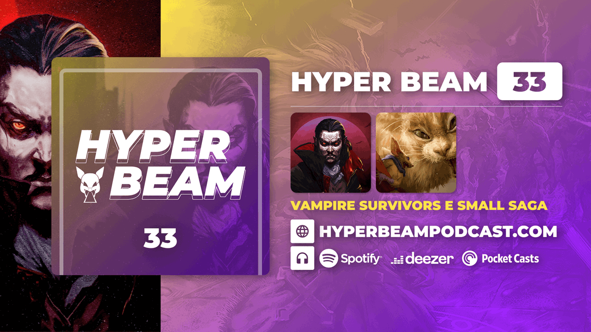 hyperbeamcast's tweet photo. Episódio 33 está no ar agora! Falamos sobre o viciante Vampire Survivors e o mundo diferente e fantástico de Small Saga! 🧛‍♀️🐀

🎧 Escute no Spotify ou em sua plataforma favorita, todas listas aqui: https://t.co/RzN03VmCuc 

Episódio no site: https://t.co/EQuRcwFmJB https://t.co/7X8KqJLU1U