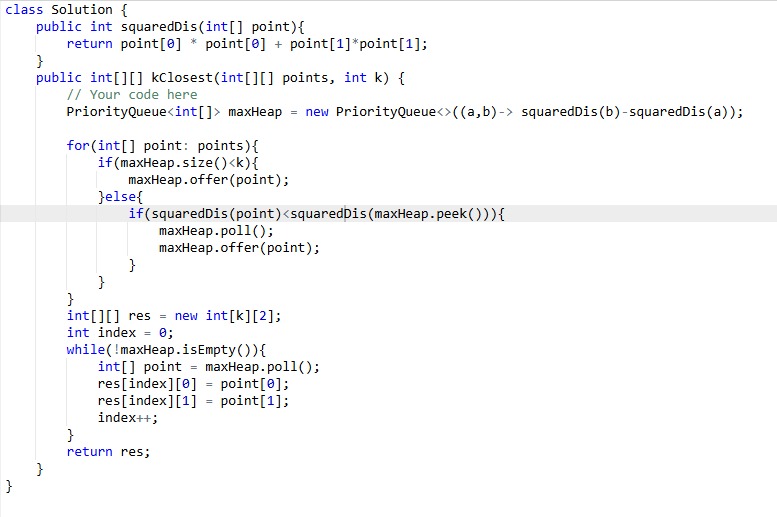 _aditya149_'s tweet photo. Day 96 of #gfg160 days of problem solving @geeksforgeeks 

Today's problem: K Closest Points to Origin

Time complexity: O(n*log k)
Space complexity: O(k)

#geekstreak2025
#gfg #geeksforgeeks #coding #CodingChallenge #java #potd #dsa #problemsolving https://t.co/8QSxBEPujc