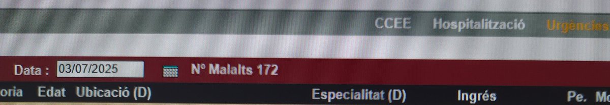 UrgenPSMar's tweet image. 03/07/2025
172 pacients a Urgències de l&apos;Hospital del Mar 
30 superen les 24 hores
El més antic supera les 95 hores, té 83 anys
63 hores, 79 anys 
52 hores, 83 anys
Cap d&apos;ells és familia de gerents i gestors de @salutcat i @govern.