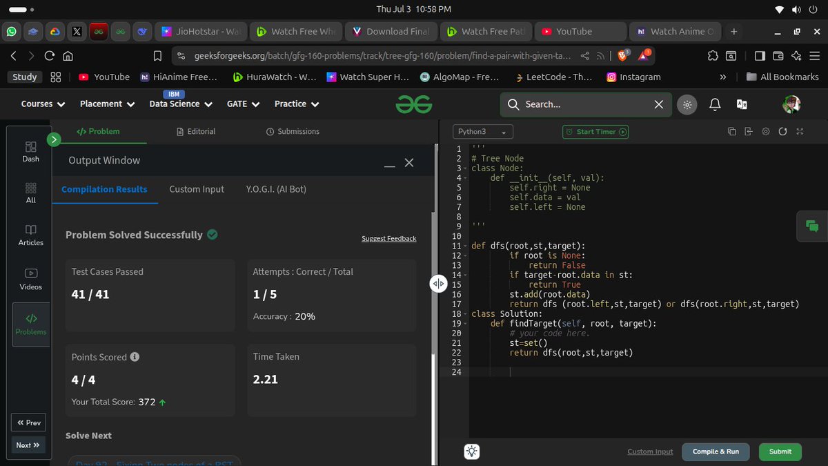 happycuzitsme's tweet photo. DAY 91 into 160 series in #DSA (#Python)  by geeksforgeeks #160DaysOfProblemSolving #GeeksForGeeks #DSAJourney #CodeEveryday #gfg160 #geekstreak2025
@geeksforgeeks

Pair sum in BST https://t.co/5DUdbo275q