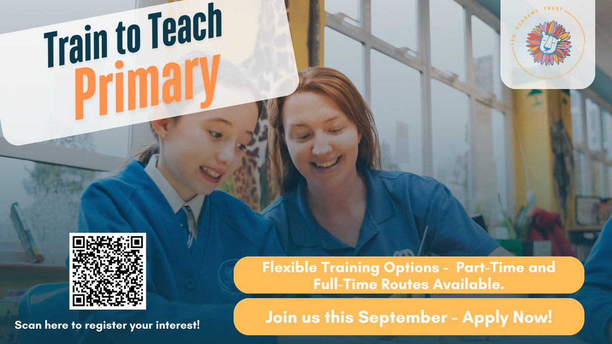 LEOtraining5's tweet image. 🌟 Looking to make a real difference?
🚀 Start your teaching journey with our part-time & full-time teacher training routes!
🤝Gain hands-on experience in real classrooms with expert mentors.
✍️Express your interest today: forms.gle/DmWP1Qj2YkK2uw…