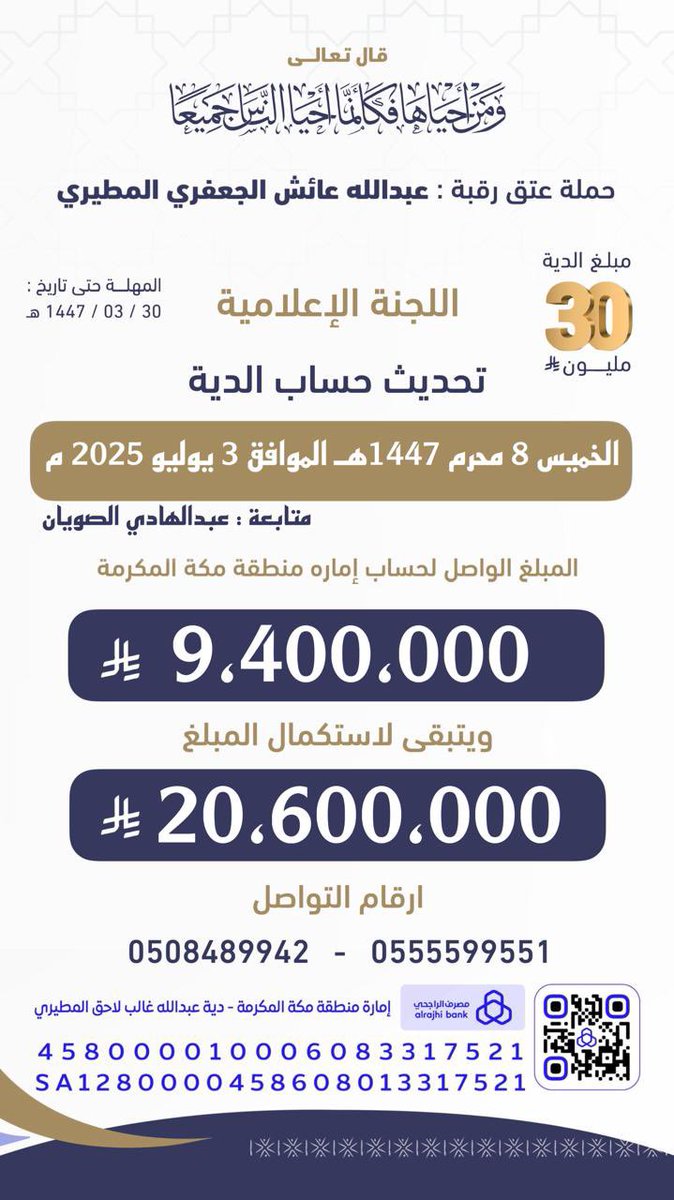 🔻بقي 600 ألف فقط ونكسر حاجز الـ 10 مليون لـ #عتق_رقبة_عبدالله_عايش_المطيري