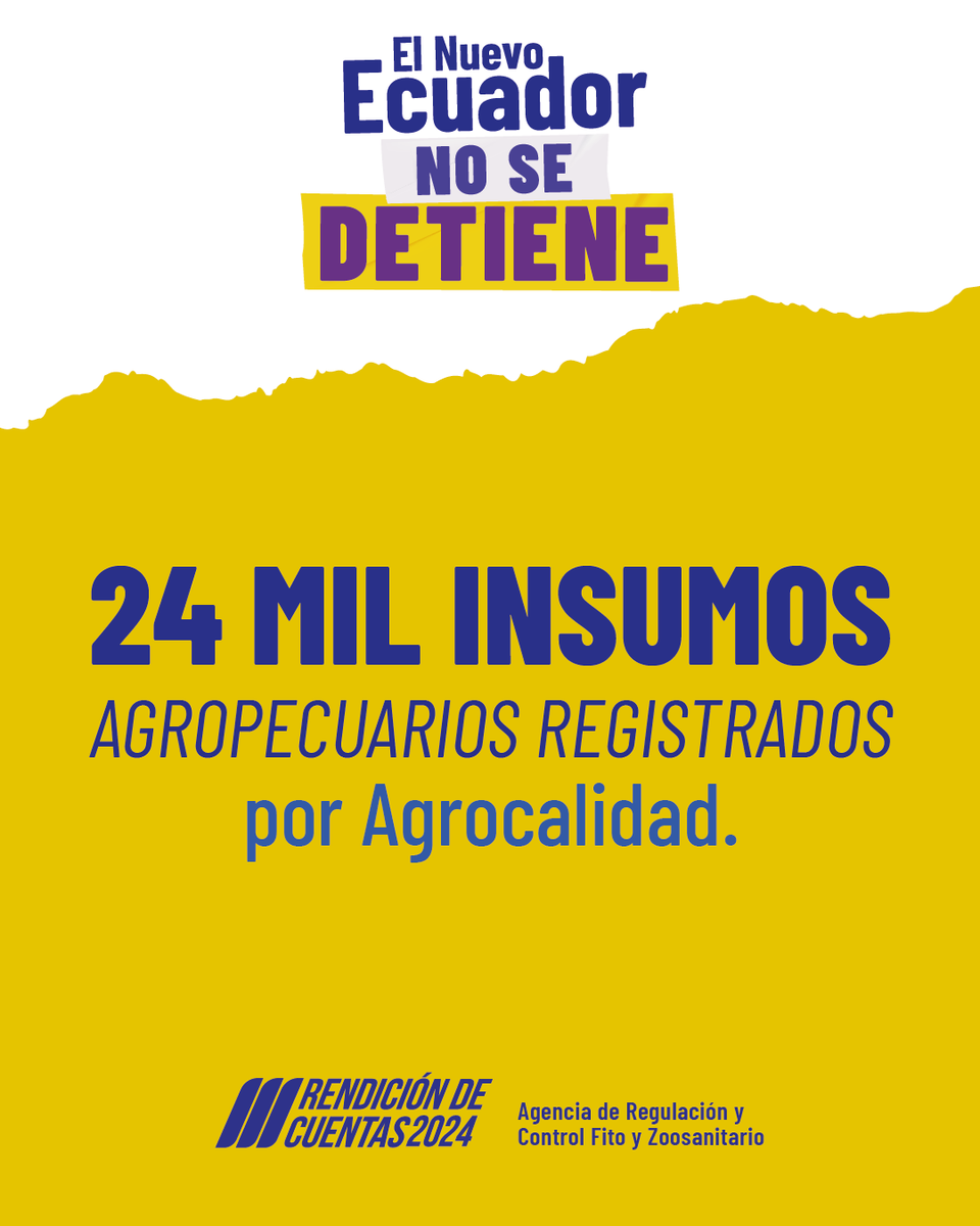 📝 Agilizamos procesos y reforzamos los controles posregistro para garantizar que los insumos agropecuarios que circulan a escala nacional cumplan con la normativa.

#RendiciónDeCuentas2024✅