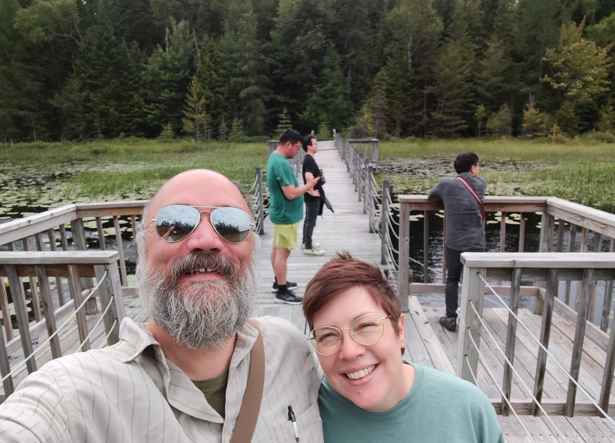 A perfect day with Chen Chen, Michael Seidlinger, Andy Tran, my sweetie, &amp; me... A writer's hike at Paul Smith's College: the butterfly tent, the floating bridge, wild orchids, not getting lost or dying of blood loss to mosquitos! 
<a href="/KPondWriters/">Kettle Pond Writers' Conference</a> 
#kpwc25