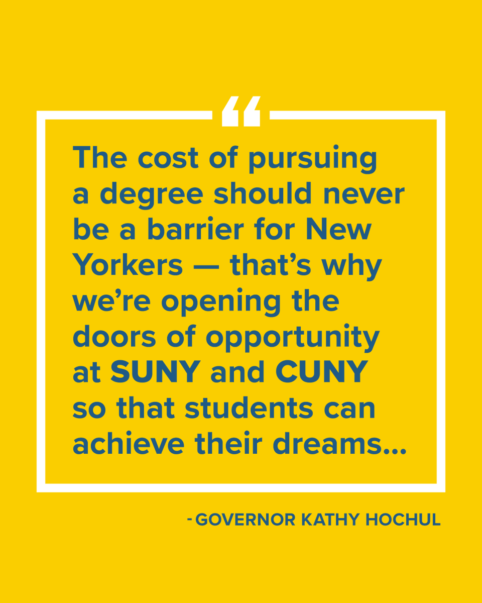 NYSStudentAid's tweet image. Exciting news for adult learners in NYS!
@GovKathyHochul recently launched NY’s free community college program for @SUNY and @CUNY students as part of her fight to lower costs for New Yorkers and make education more affordable.
Learn more: bit.ly/4nOstr