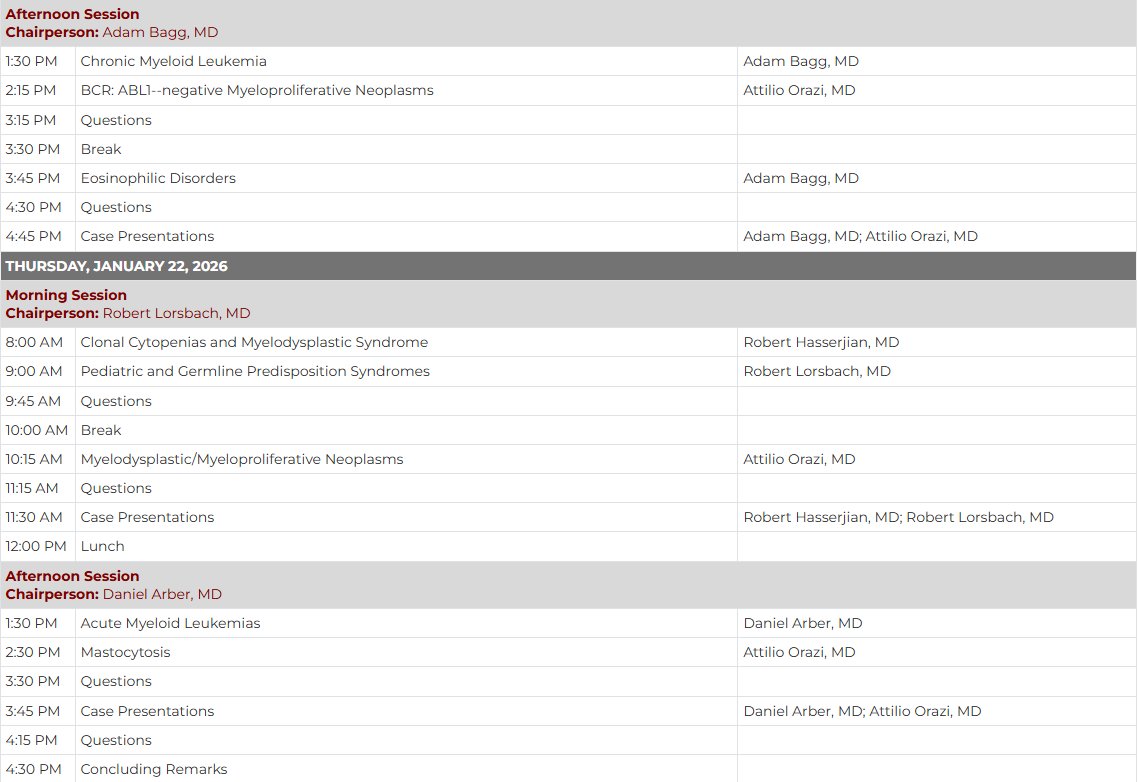 Register for the 2026 Tutorial on Neoplastic Hematopathology - Jan 18-22, 2026 (Phoenix, AZ)

cme.uchicago.edu/TNH2026#group-…