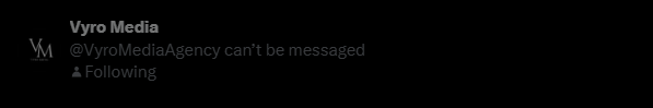 QueenTheWeeb's tweet photo. @VyroMediaAgency It's saying I can't dm you https://t.co/L5Ut85ft6e