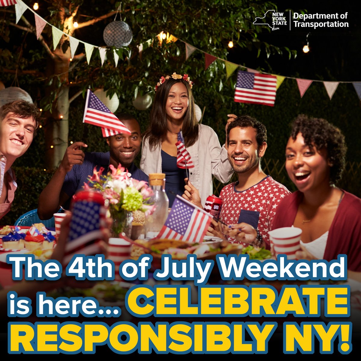 🎆 Fourth of July weekend is here! Please #CelebrateResponsibly:
🚫 Never drink and drive
🚗 Always find a sober ride
👉 or stay put
Let’s keep our roads safe for everyone! #DriveSoberNY