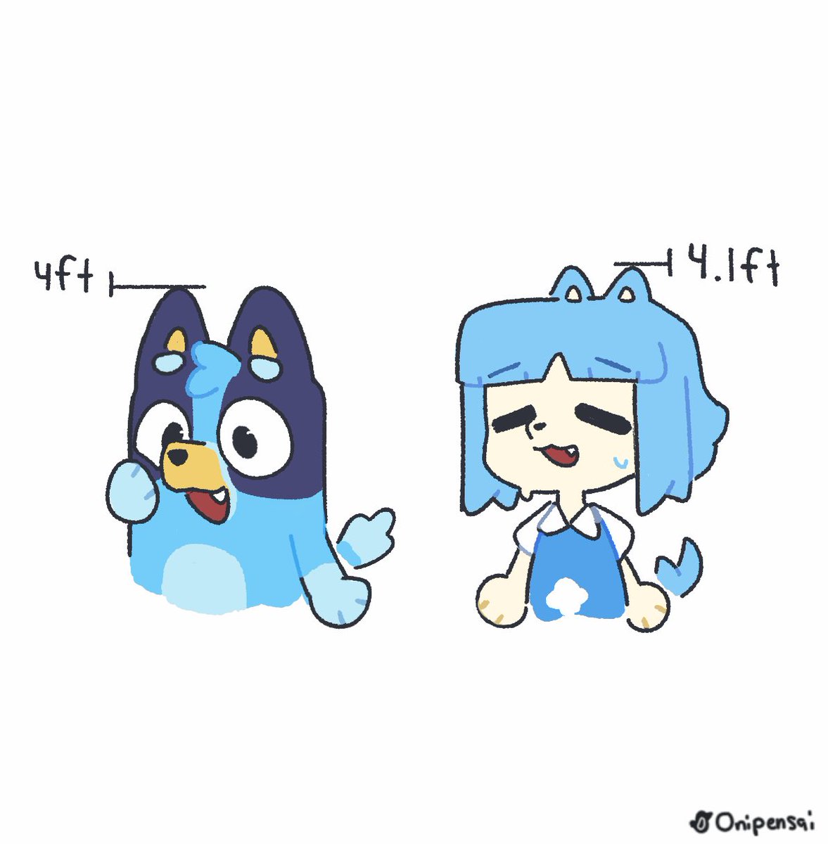 Onipensai's tweet image. No meme, just re-drawing pups #blueytwt