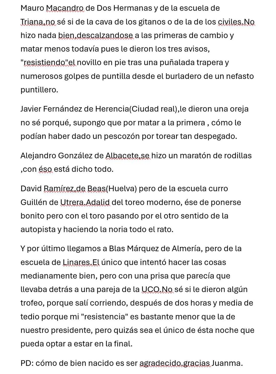 Crónica de un abonado de la Real Maestranza de Caballería de Sevilla.
3 de Julio de 2025 Sevilla Nocturna
Fuera de Abono Erales de Hermanos Exposito González para Esteban Molina, Mauro Macandro, Javier Fernández, Alejandro González, David Ramírez y Blas Márquez.