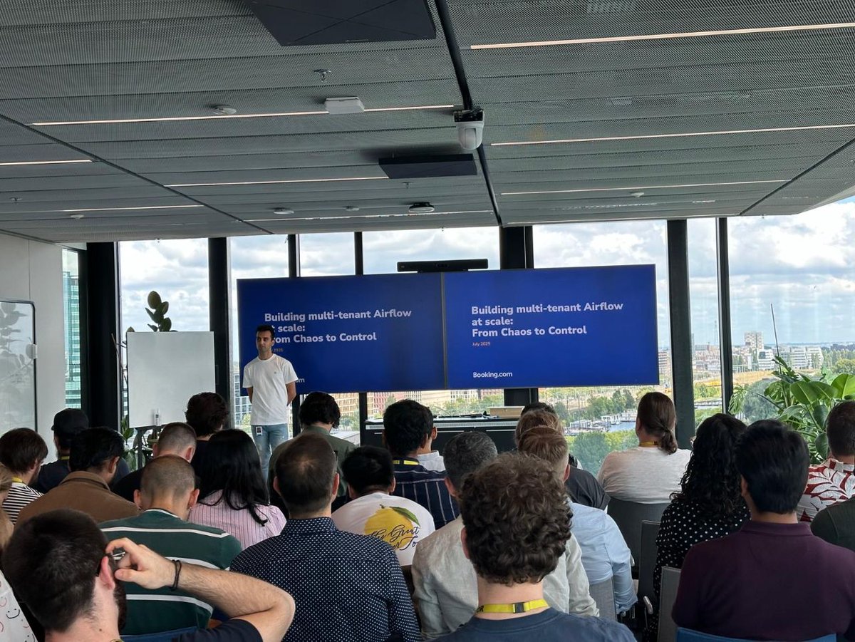 astronomerio's tweet image. 🤩 Great turnout today at the Amsterdam Apache Airflow Meetup, and thank you to the @bookingcom team for hosting the community!
Interested in joining us at a future Astronomer and #Airflow event near you? Check our events calendar here: bit.ly/3O7KKz1