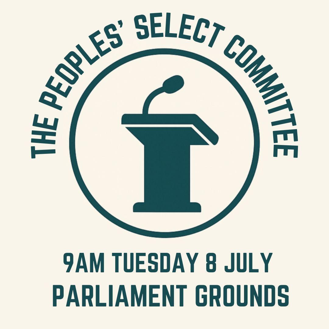 Announcing... THE PEOPLES' SELECT COMMITTEE.

Beginning at Parliament Grounds, next Tuesday 9am. The Peoples' Select Committee will platform and amplify the voices of the people in opposition to the Regulatory Standards Bill.

If you have not been given a speaker's slot at next
