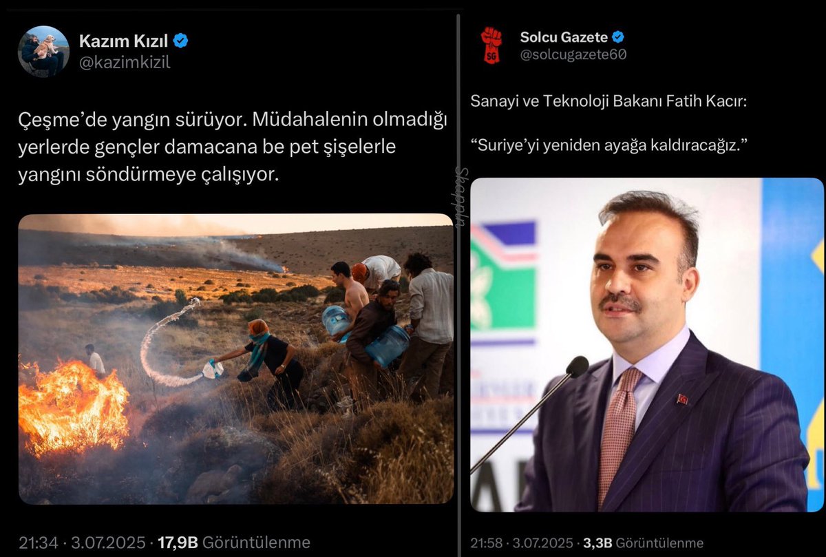 valerieeewi's tweet photo. Kendi vatanının toprağı yanarken,insanlar damacanalarla yangını söndürmeye çalışırken Suriyeyi ayaklandırma sözü veren Bakan. Şaka gibi ama değil maalesef.
#izmiryanıyor #cesmeyanıyor #GlobalCall #HelpforTurkey https://t.co/O3VdWNV3Fz