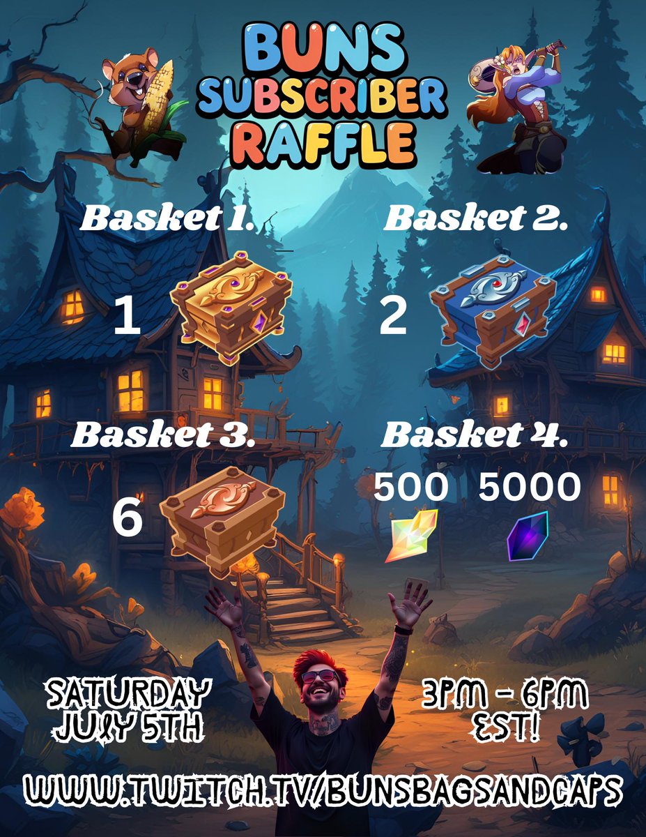 BunsBagsAndCaps (@bagsbuns) on Twitter photo Hey <a href="/splinterlands/">Splinterlands</a> friends! The baskets for the Subscriber Raffle are here! Please either DM me or comment where you want your tickets! See you all on Saturday!
Love yall! Hey <a href="/splinterlands/">Splinterlands</a> friends! The baskets for the Subscriber Raffle are here! Please either DM me or comment where you want your tickets! See you all on Saturday!
Love yall!